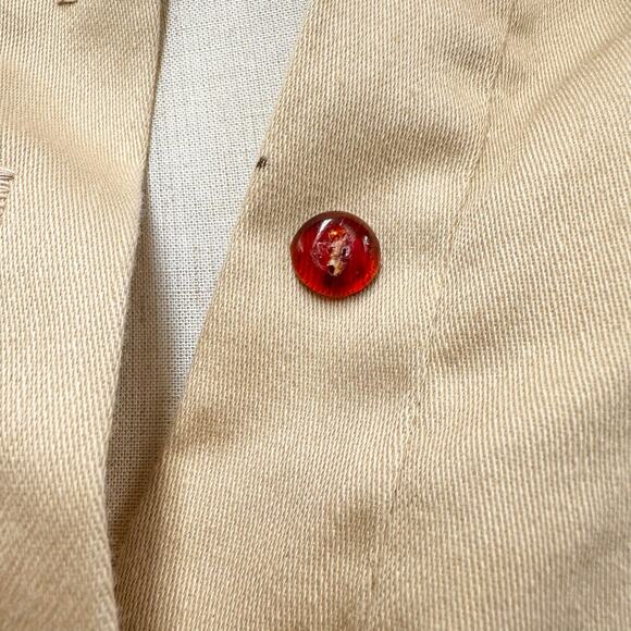 Vintage 70s tan patchwork sleeve twill cropped long sleeve Boxy top Size Small - Picture 5 of 15